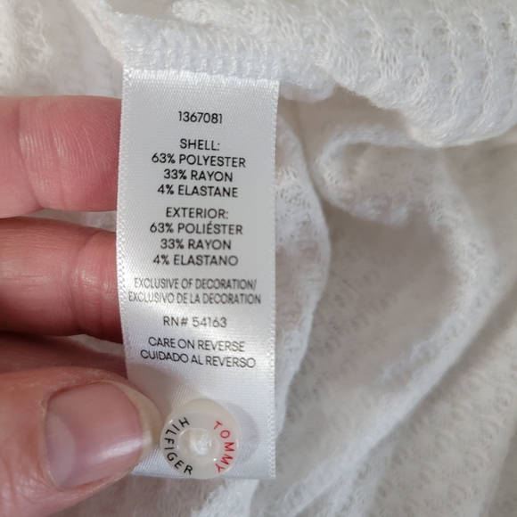 Womens Tommy Hilfiger White waffle weave button front cardigan Size Med - Picture 6 of 8